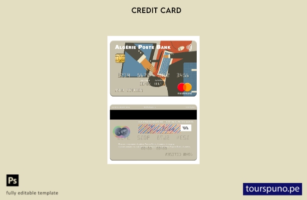 lista para imprimir plantilla de tarjeta mastercard de Argelia Algérie Poste Ban
